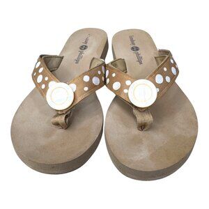 Lindsay Phillips Switchflops Polka Dot Tan Flip Flops Sandals Interchangeable 7